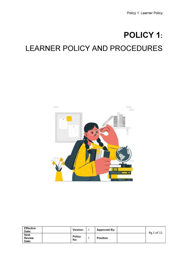 ETD QMS Policy 1 - Learner Policy and Procedures