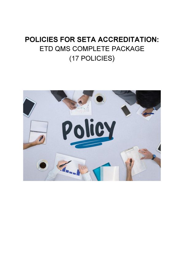 Policies for SETA Accreditation (ETD QMS): Complete Package