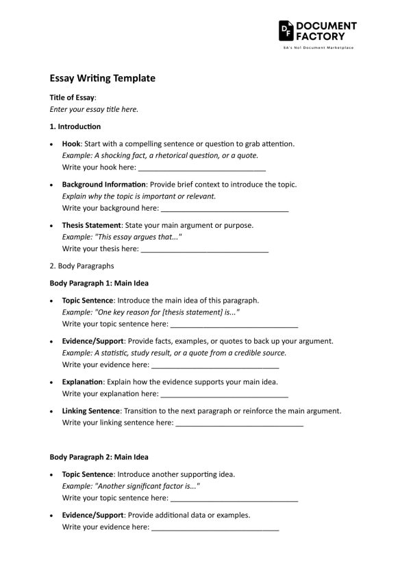 Essay Writing Template
