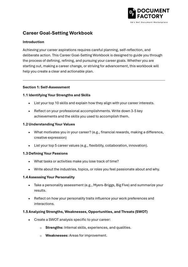 Career Goal-Setting Workbook
