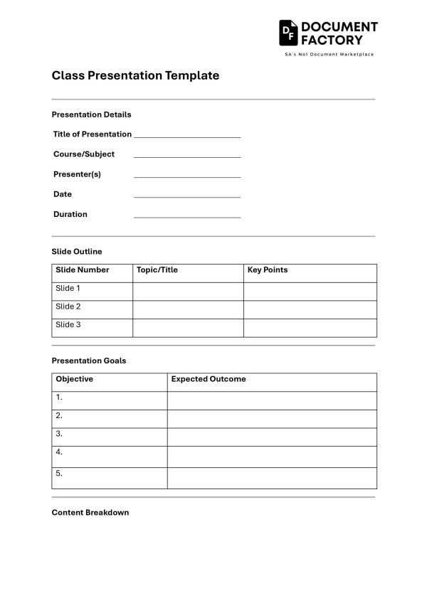 Class Presentation Template
