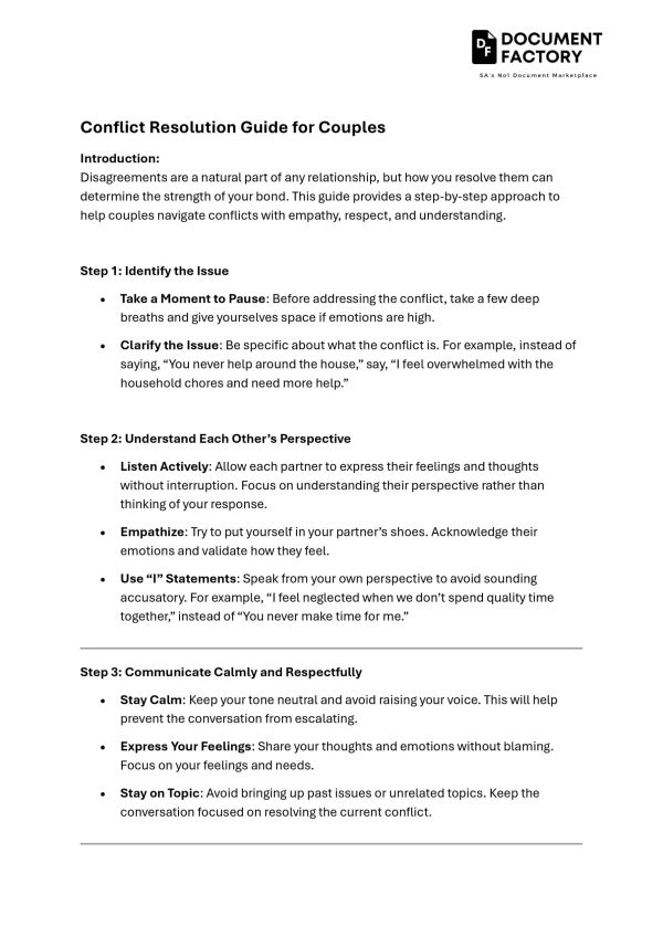 Conflict Resolution Guide for Couples