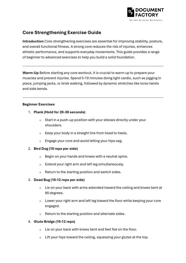 Core Strength Exercise Guide