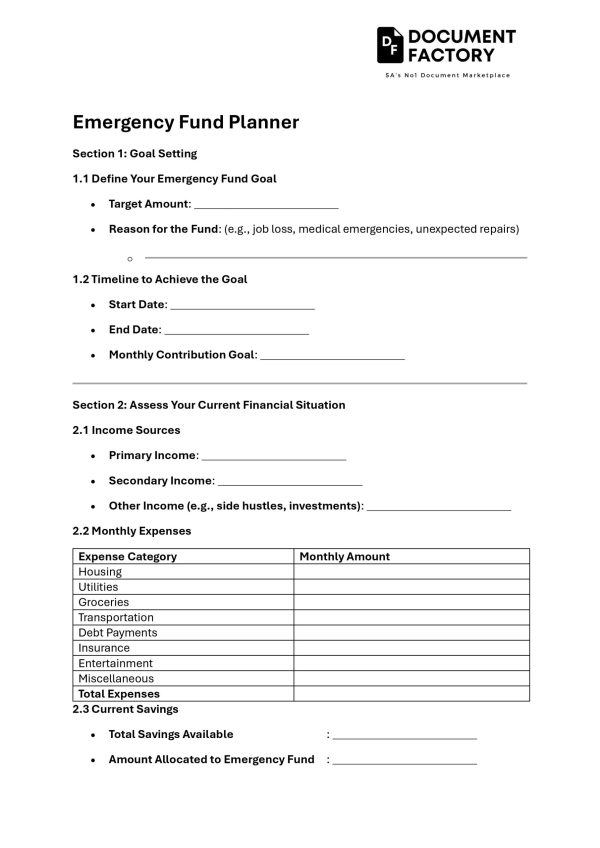 Emergency Fund Planner