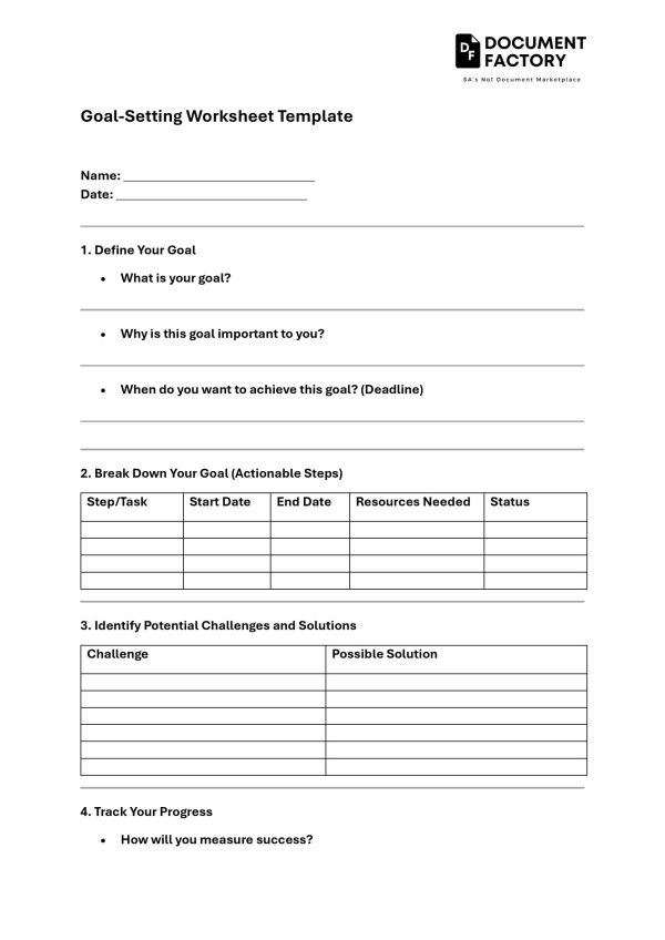 Goal-Setting Worksheet Template