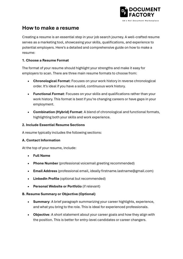 How to make a resume