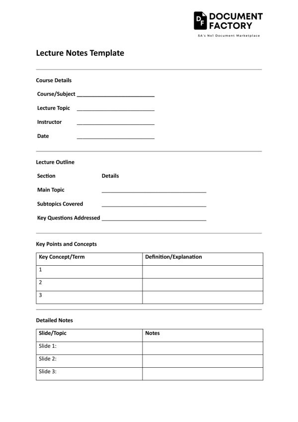 Lecture Notes Template
