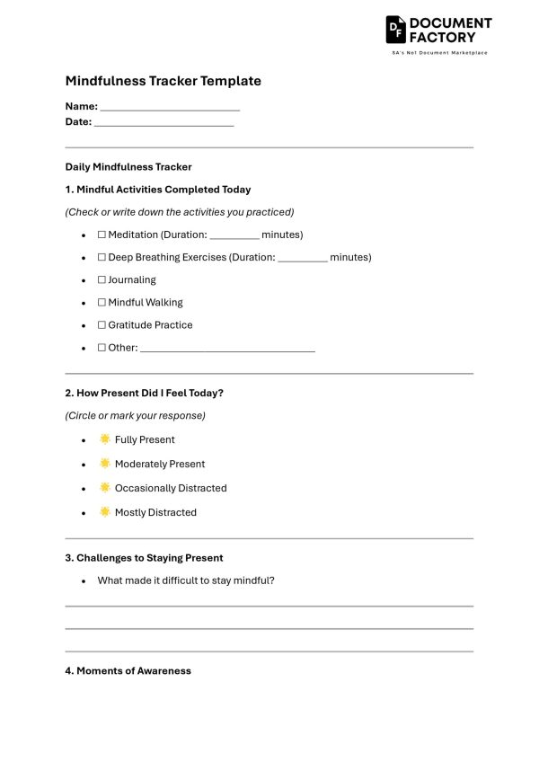 Mindfulness Tracker Template