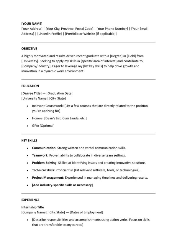 New Graduate Resume + Cover Letter