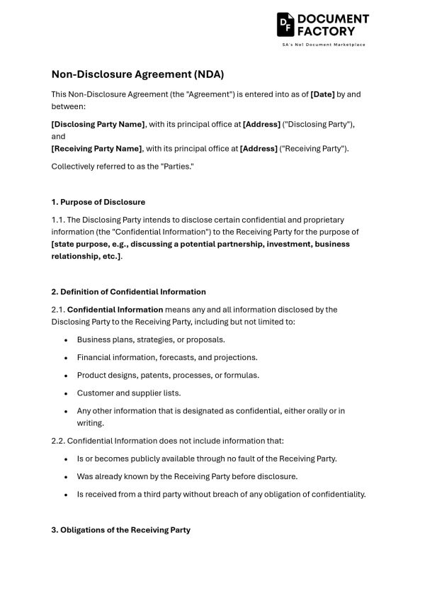 Non-Disclosure Agreement (NDA)