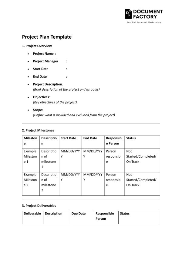 Project Plan Template