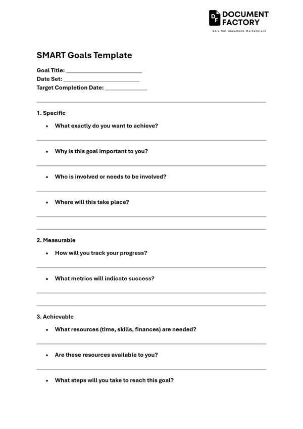 SMART Goals Template
