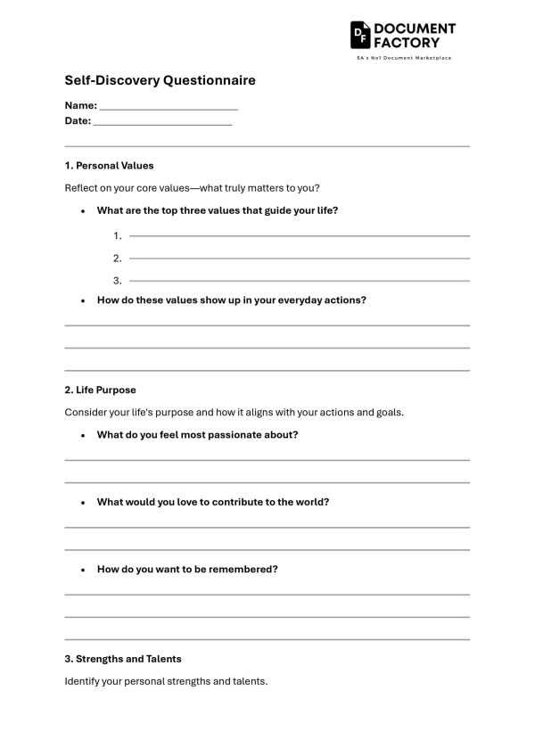 Self-Discovery Questionnaire