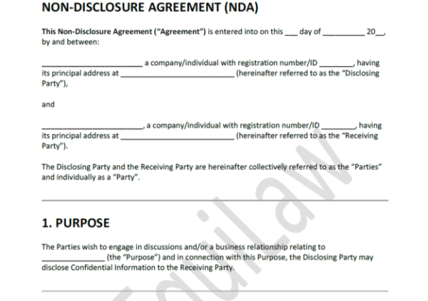 South African Non-Disclosure Agreement (NDA) Template PDF & Editable Word