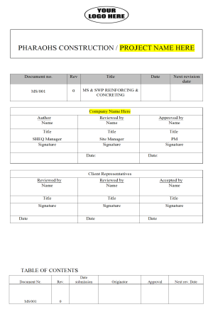 Method Statement for Excavations & Backfiling